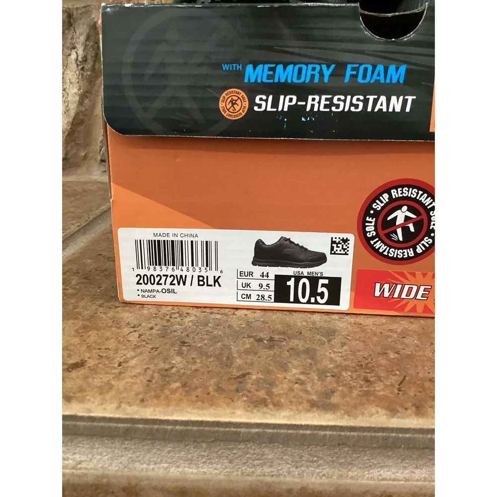 Skechers Work Nampa Osil Mens Size 10.5 WIDE Black Slip Resistant New